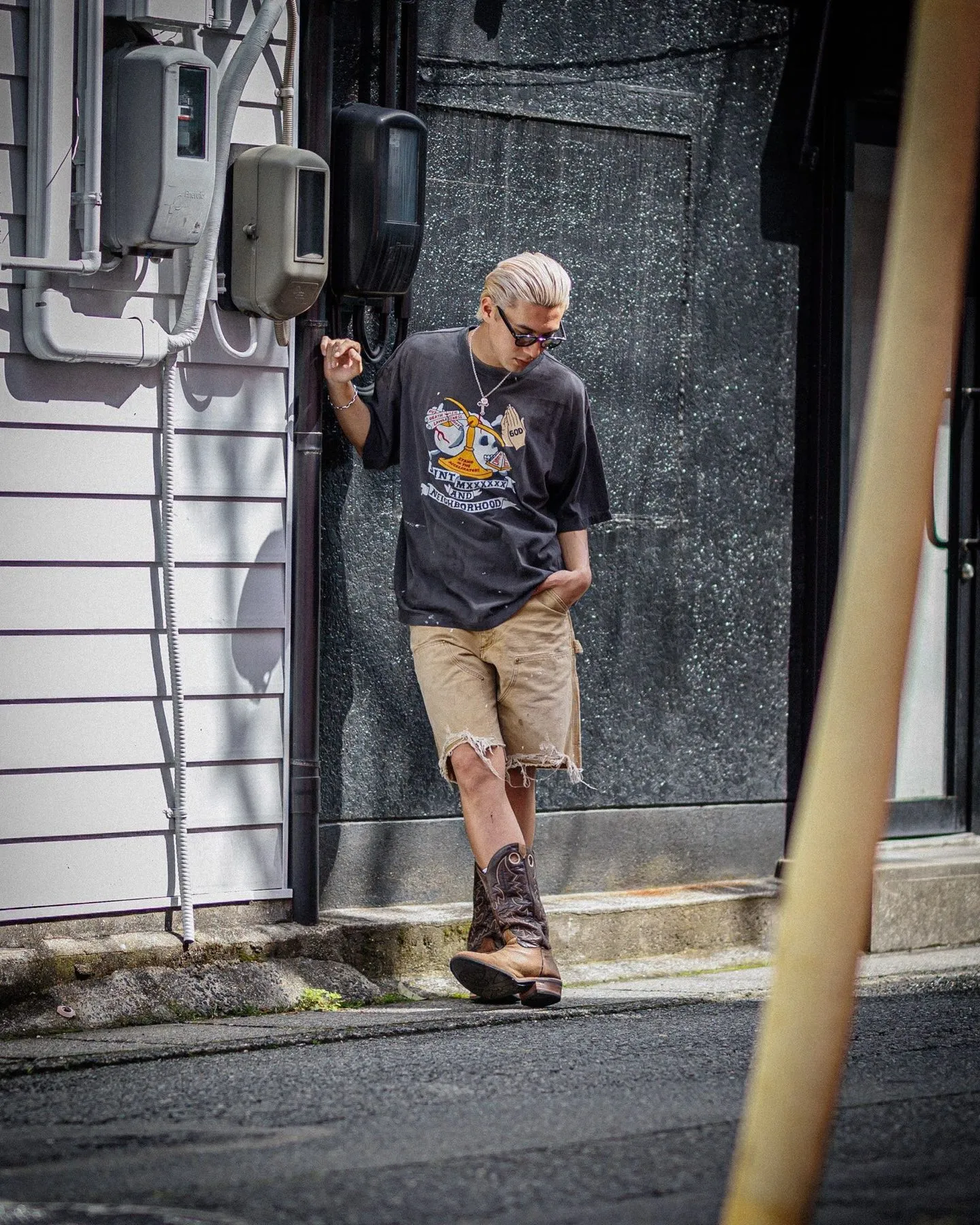 SAINT Mxxxxxx × NEIGHBORHOOD STHD . SS TEE PRAY/BLK NBHD Shinsuke Takizawa co-branded model Praying scale tee Washed black S-XL SAINT HOOD theme co-branded capsule series Garment dyeing Rewashing water fading Destroying graffiti Simulating natural distressed effect Top printing technology Washing treatment Correct version Customized joint main mark/wash mark/cherub mark